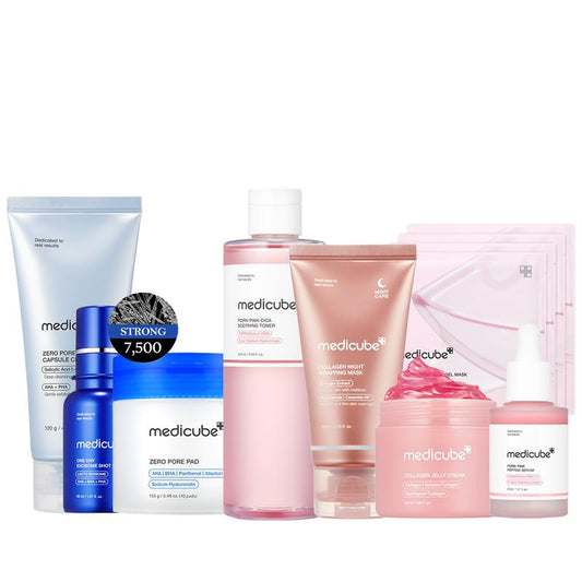 medicube Affordable Glass Glow Skincare Set| Includes 8 TOP-SELLING products for Gentle Skin Renewal
